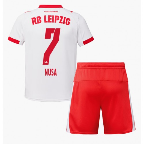 Camiseta RB Leipzig Antonio Nusa #7 Primera Equipación para niños 2025-26 manga corta (+ pantalones cortos)